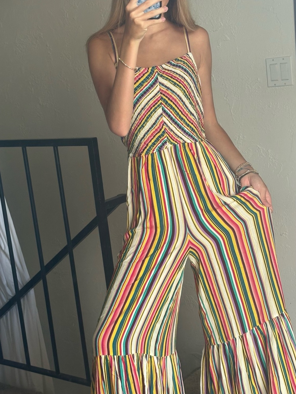 Jessica Simpson Multicolor Striped Wide-Leg Romper